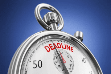 Chronomètre qui se rapproche de l'heure de la deadline